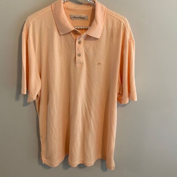 Tommy Bahama Fresh Start Orange Striped Polo size large - Picture 1 of 5